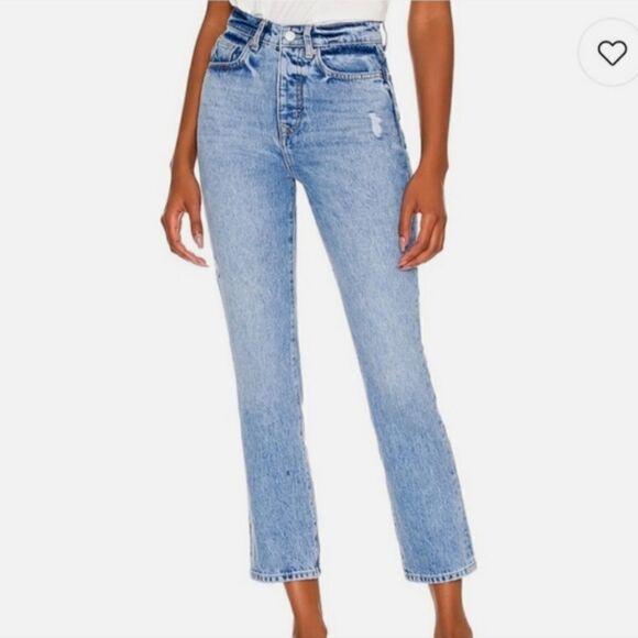 LOVERS AND FRIENDS Reece Distressed High Rise Slim Straight Leg Jeans - … - Picture 1 of 16